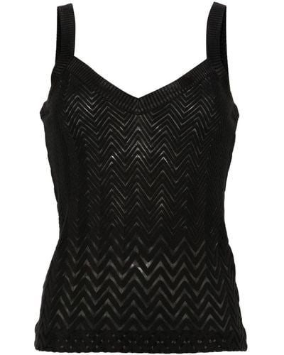Missoni Zigzag-woven Mesh-design Top - Black