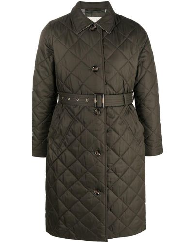 Barbour Diamond-quilted Single-breasted Coat - Gray
