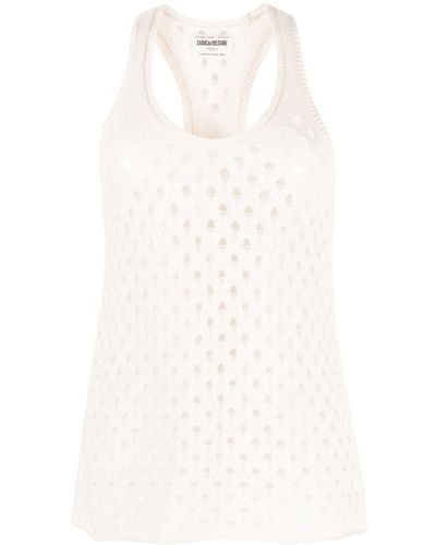 Zadig & Voltaire Abbie Perforated Cashmere-blend Top - White