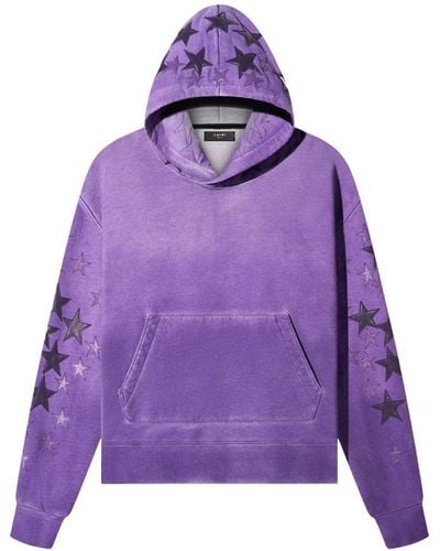 Amiri Star-patch Spray-paint-effect Hoodie - Purple