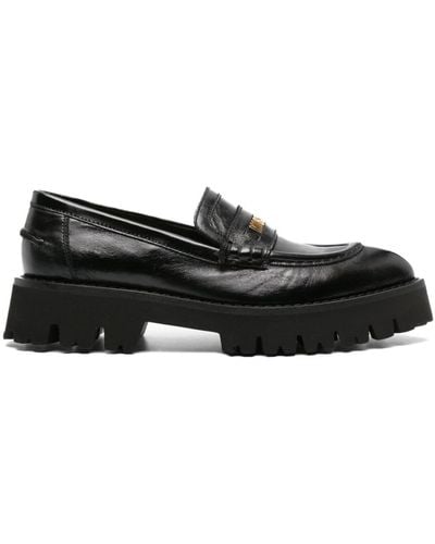 Moschino Logo-lettering Chunky Leather Loafers - Black