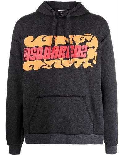 DSquared² Logo-print Relaxed Hoodie - Grey