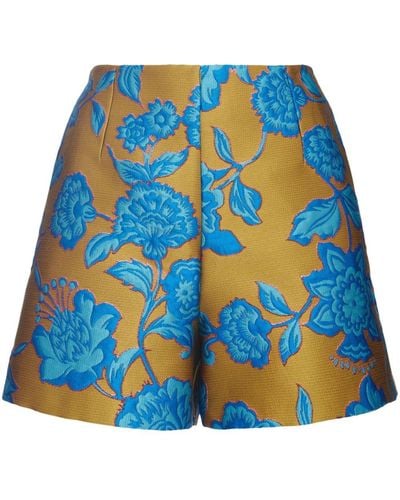 La DoubleJ Shorts Margarita jacquard a fiori - Blu