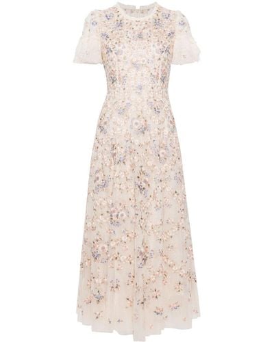 Needle & Thread Floral Waltz Floral-embroidered Gown - Natural