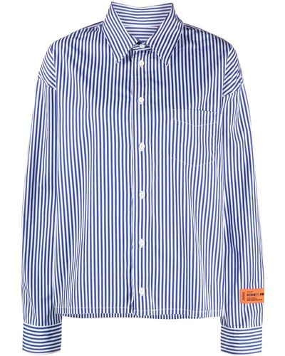 Heron Preston Camisa a rayas con logo estampado - Azul