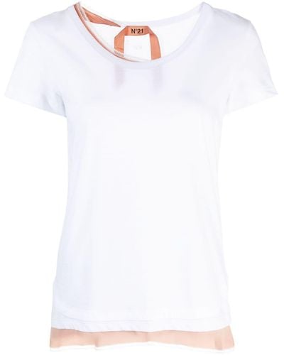 N°21 T-shirt con design a strati - Bianco