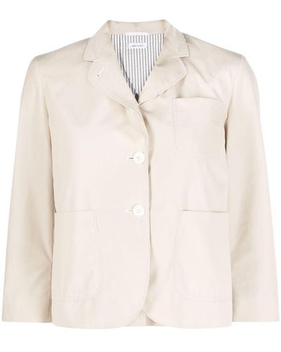 Thom Browne Rounded-collar Single-breasted Blazer - Natural