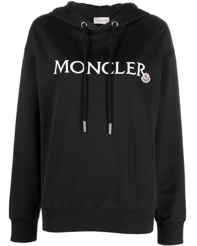 Moncler Embroidered-logo Cotton Hoodie - Black