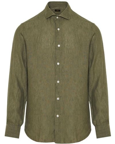Barba Napoli Button-up Cotton Shirt - Green