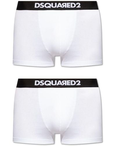 DSquared² Logo-waistband Stretch-cotton Boxers (pack Of Two) - White