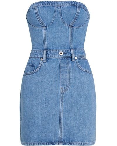 Karl Lagerfeld Bustier-style Cut-out Denim Minidress - Blue