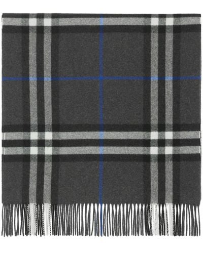 Burberry Check-print Fringed Cashmere Scarf - Black
