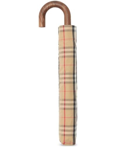 Burberry Vintage Check-print Folding Umbrella - White