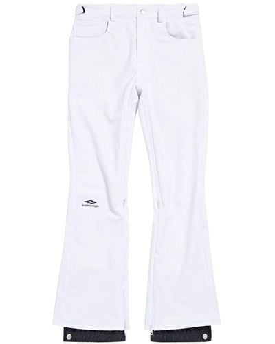 Balenciaga Logo-print Press-stud Flared Trousers - White