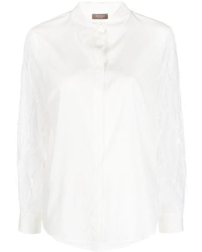 Peserico Camicia con paillettes - Bianco
