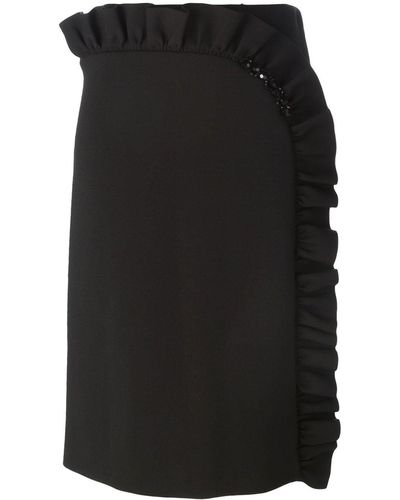 Simone Rocha Frilled Straight Skirt - Black