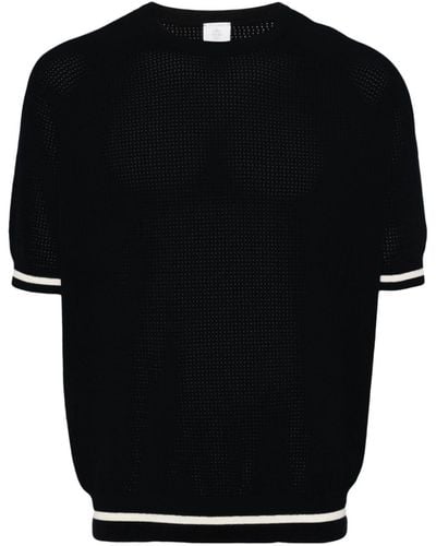 Eleventy Open-knit Cotton T-shirt - Black