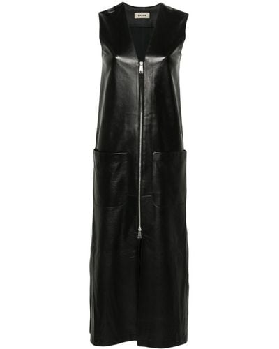 Aeron Gentle Leather Midi Dress - ブラック