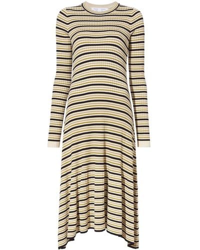 Proenza Schouler Striped Ribbed-knit Dress - Natural