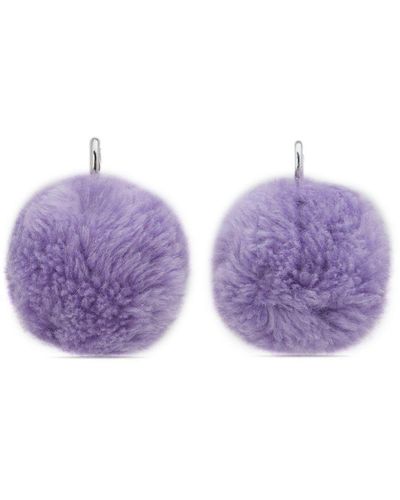 Marni Pom-pom Drop Earrings - Purple