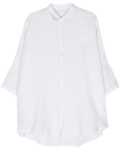 120% Lino Hemdkleid aus Lurex - Weiß