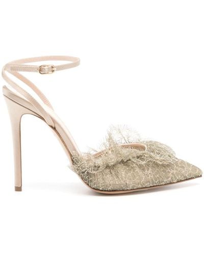 Andrea Wazen Franca 105mm Lace Court Shoes - Metallic