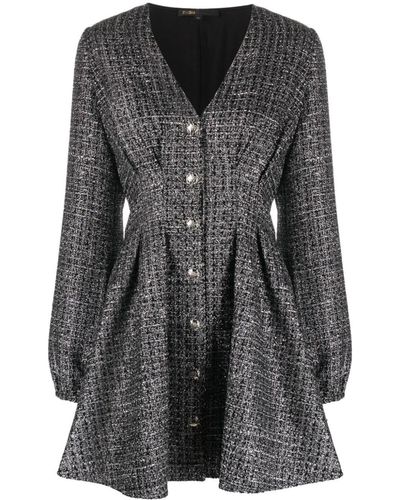 Maje Metallic-threading Tweed Minidress - Gray