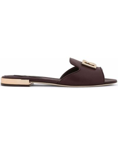 Dolce & Gabbana Dg-logo Leather Sandals - Brown