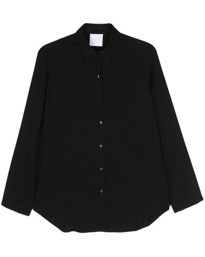 Paris Georgia Basics Drop-stitch-detail Crepe Shirt - Black