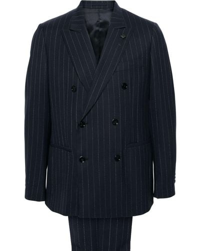 Lardini Pinstriped Double-breasted Suit - Blue