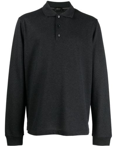 Brioni Long-sleeved Cotton Polo Shirt - Black