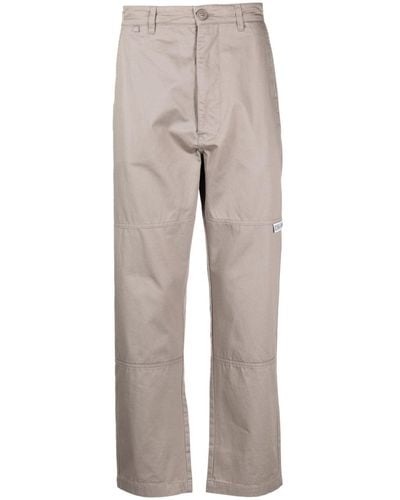 Izzue Logo-patch Cotton Chinos - Gray