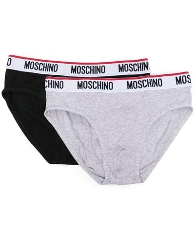 Moschino Two-pack Logo-waistband Briefs - White
