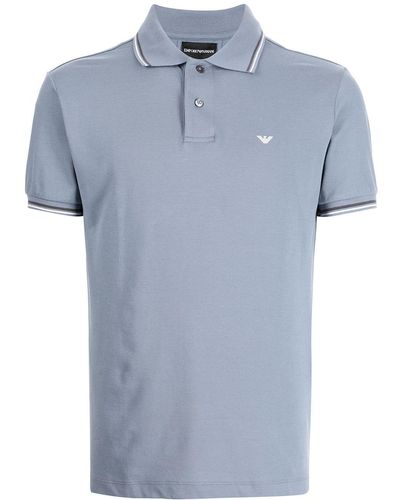 Emporio Armani Polo à logo brodé - Bleu