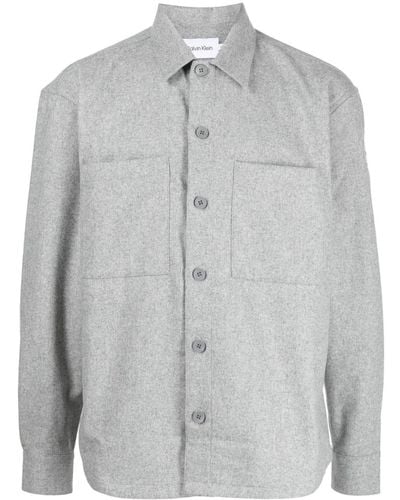 Calvin Klein Logo-appliqué Long-sleeve Shirt - Grey