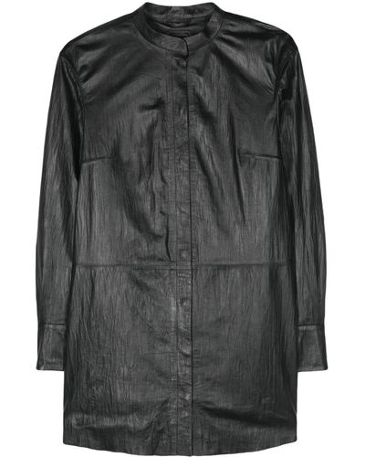 DESA NINETEENSEVENTYTWO Crinkled Leather Minidress - Black