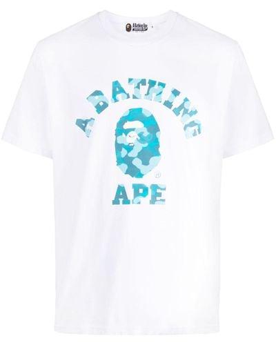 A Bathing Ape Radiation College Camouflage-print T-shirt - Blue