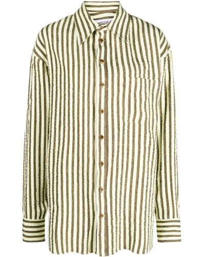 Christopher John Rogers Seersucker Stripe-print Shirt - White