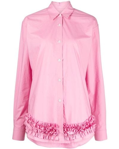 Molly Goddard Ruffle-detailing Long-sleeve Shirt - Pink