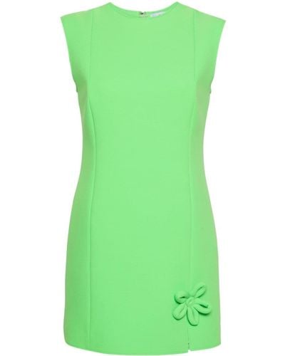 MSGM Floral-appliqué Crepe Mini Dress - Green