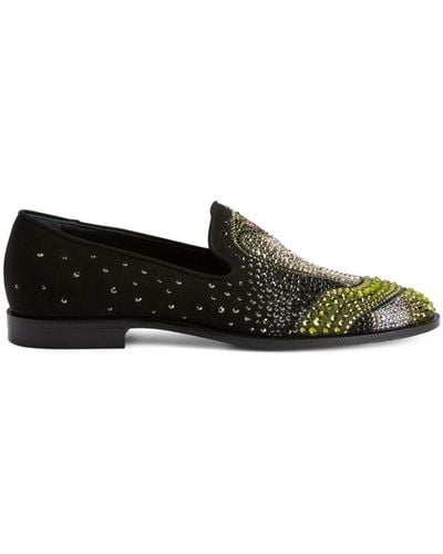 Giuseppe Zanotti Python Crystal-embellished Loafers - Black