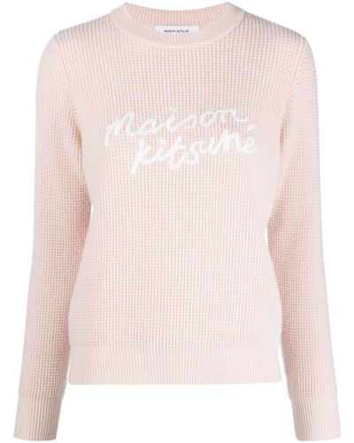 Maison Kitsuné Trui Met Geborduurd Logo - Roze