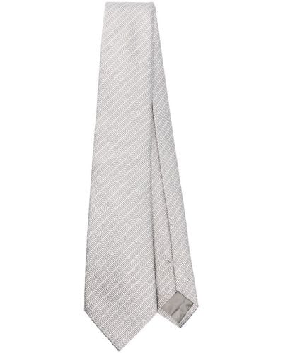 Giorgio Armani Silk Striped Tie - White