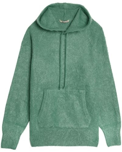 AURALEE Hoodie en laine à effet brossé - Vert