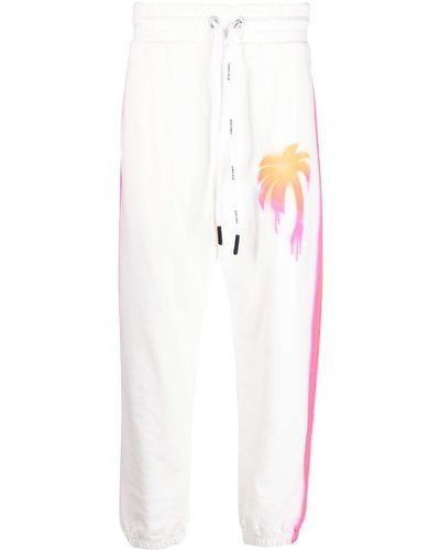 Palm Angels Pantalon de jogging Sprayed Palm en coton - Blanc