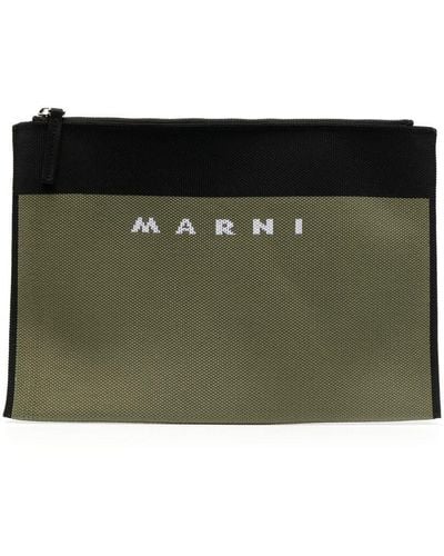 Marni Clutch con logo jacquard - Nero