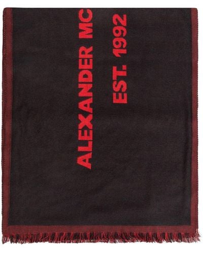 Alexander McQueen Logo-print Wool Scarf - Black