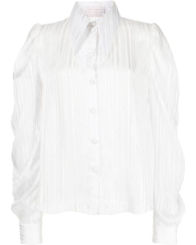 Saiid Kobeisy Pointed-collar Semi-sheer Shirt - White