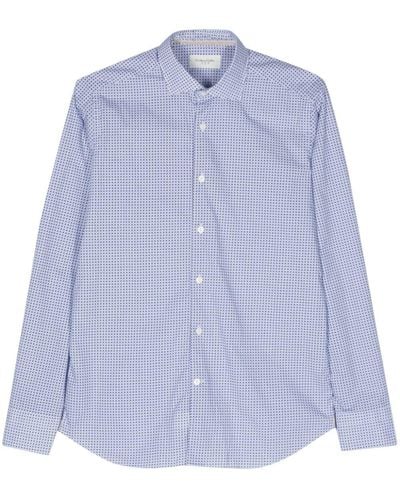 Tintoria Mattei 954 Geometric-print Cotton Shirt - Blue