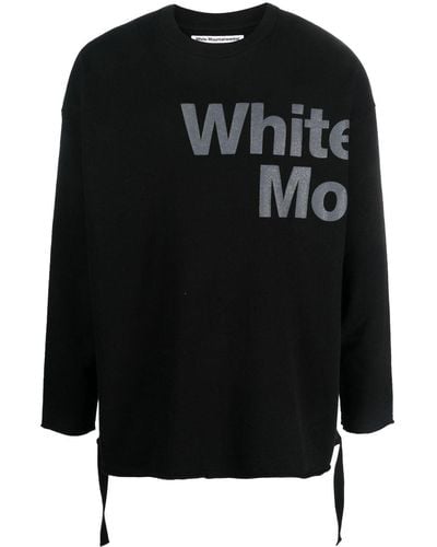 White Mountaineering Sweatshirt mit drapiertem Band - Schwarz